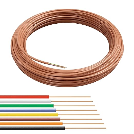 THE CIMPLE CO 18/8 Thermostat Wire 50 FT - Insulated Solid Copper Wiring for HVAC, Furnaces, Video Doorbells, Alarms, Lighting, Smart Thermostats - 18 Gauge, 8 Conductor - 50 Feet (15 Meters), Brown