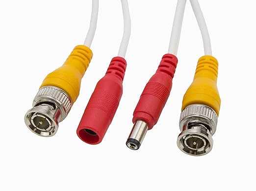 100ft Pre-Made All-in-One BNC Video and Power Cable with Connector for Surveillance CCTV Security Camera Video System - White