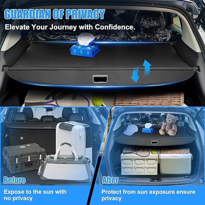 AUXKO Retractable Cargo Cover for Toyota 4Runner 2024-2010, Trunk Cargo Cover Luggage Security Shade Cover for 2024 2023 2022 4Runner Shielding Shade Anti-Peeping Luggage Privacy Screen, Carbon Fiber