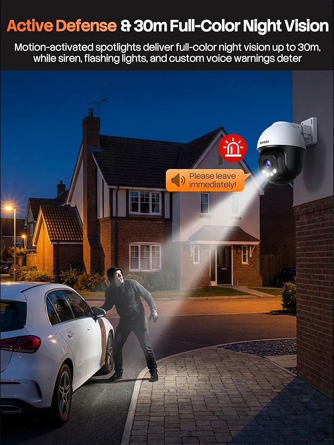 Tenda 5MP QHD Outdoor Pan/Tilt Wi-Fi Security Camera, 360° Full Coverage, Color Night Vision, AI Human/Vehicle/Motion Detection, 2-Way Talk, IP65, WiFi 6,24/7 Plug-in Guard for Your Yard (CH7 2.0)