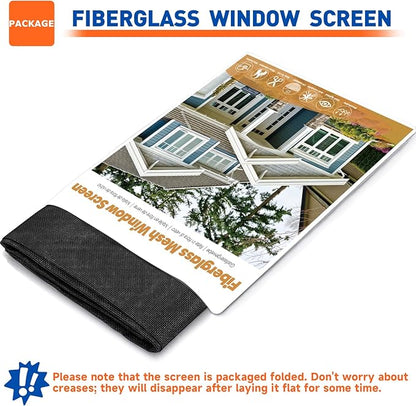 HOFUDON Window Screen Mesh, 39"x118" Fiberglass Screen Door Mesh, Replacement Window Screens, Patio Porch Screen Mesh Black