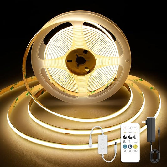 COB LED Strip Lights 9.84ft, 3000K Warm White LED Light Strip, DC24V Tape Light, CRI93+, Bluetooth App Control, Dimmable LED Strips for Bedroom,Cabinet,Living Room.