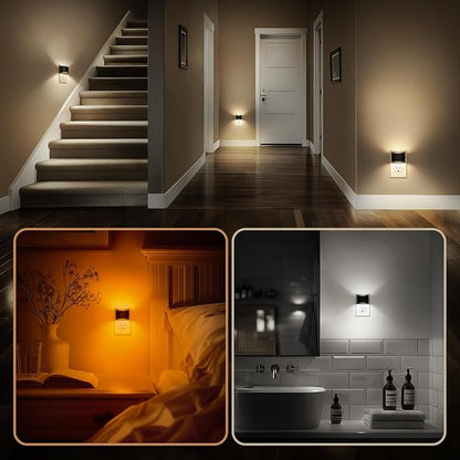 DORESshop Night Light, Night Lights Plug into Wall, Adjustable, 3CCT | Plug in Night Light with 3 Color Temperatures, Dusk to Dawn Sensor, Nightlights for Adults, Bedroom, Bathroom, 4 packs