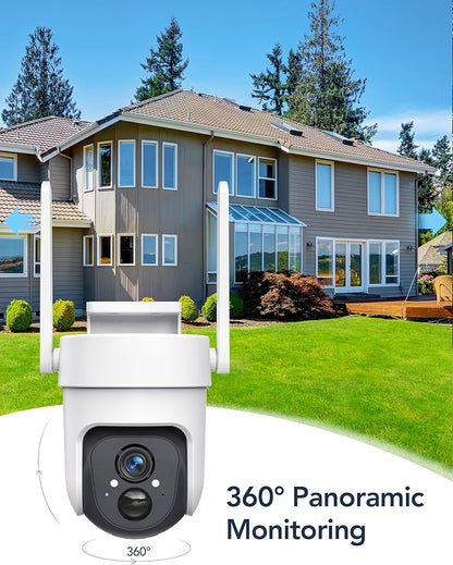 GNCC 4G LTE Cellular Security Camera Outdoor, No WiFi Needed Solar Security Camera with SIM Card, 2K Color Night Vision, 360° Pan Tilt, Motion Detection, Remote Farm/Ranch/Construction Site Camera