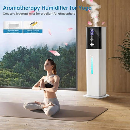 Humidifier Large Room Bedroom, 8L/2.1Gal Top Fill Cool Mist Humidifiers with Humidistat, 3-Speeds, 48H Runtime, Quiet Sleep Mode, Night Light, 12H Timer, 360° Nozzle & Aroma Diffuser for Baby, Plants