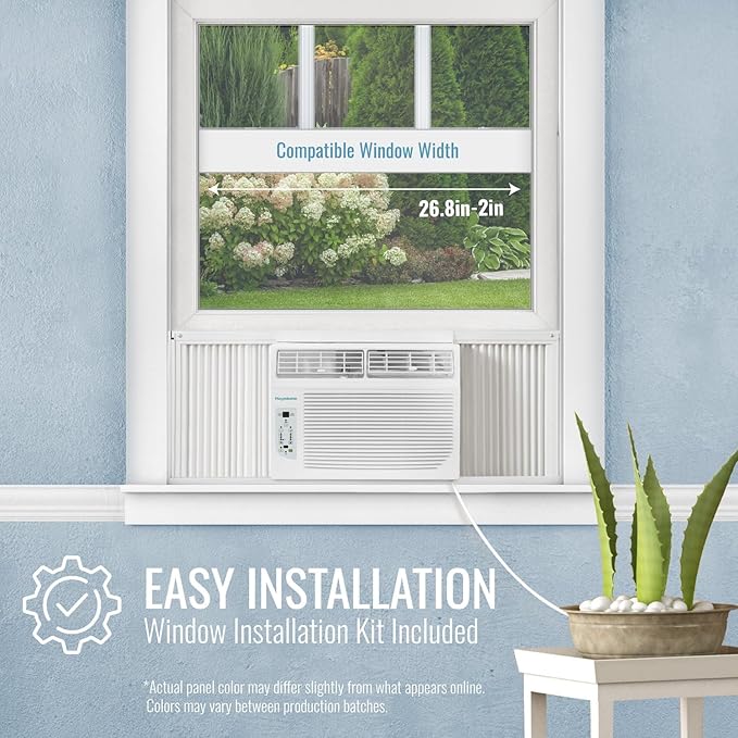 Keystone 8,000 BTU Window Air Conditioner with 3,500 BTU Supplemental Heating, 115V, Window AC Unit with Supplemental Heat for Bedroom, Living Room, Small-Medium Rooms up to 350 Sq.Ft.