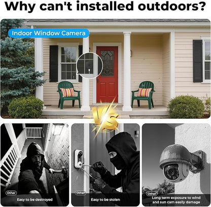 2K Window Security Camera, 2.4GHz & 5GHz WiFi Indoor Window Cameras for Home Security with Color Night Vision, AI Event Detection with Smart Search, No Drill Window Camera for Apartment (2Pcs)