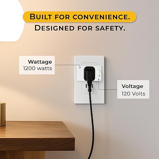 Touch & Glow - 2 Prong Outlet Switch - Single Port Outlet Extender with On/Off Switch - Power Plug for Kitchen Appliances, Lamp, Holiday Lights, Table Fans - Compact Power Adapter (White)