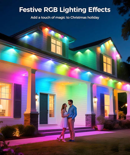 POOFZY Permanent Outdoor Lights for House,200ft RGB+IC Smart Outdoor Decor, 50 Scene Modes,App/Remote Control,IP67 Waterproof,for Christmas,Easter,V-Day,Thanksgiving,Daily & Holiday Party Decor