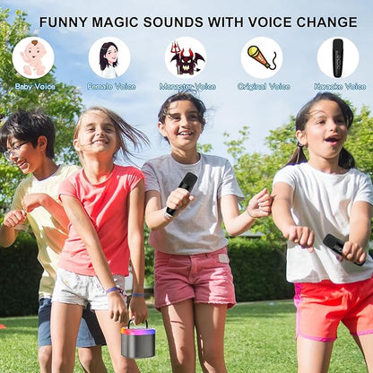 HWWR Karaoke Machine, Mini Bluetooth Speaker with 2 Wireless Microphones, Disco Lights Karaoke Home Party, Xmas Birthday Gifts for Singing