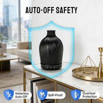 Essential Oil Diffuser 150ml,Resin Diffuser Ultrasonic Aromatherapy Humidifier with 1/2/4H Timer, 7 Color Lights, Auto Shut-Off, Whisper-Quiet for Home Bedroom Office(Black)
