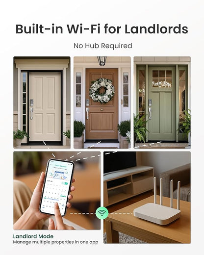 DESLOC Smart Lock K120 with GPT 3D Fingerprint, 15,000mAh Battery (Up to 16 Months), Keyless Entry Door Lock with Built-in WiFi, IP65 BHMA Grade 3 Deadbolt for Home, Rental & Airbnb, Silver