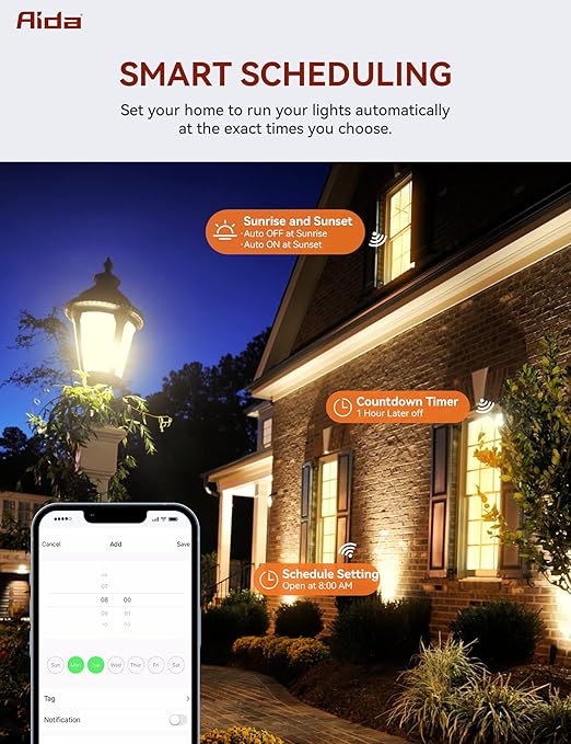 AIDA Smart Dimmer Light Switch, Single Pole Dimmer Switch Works with Alexa and Google Assistant, 2.4GHz WiFi Switch for LED, CFL, Incandescent Bulbs, Need Neutral Wire, No Hub Required, White, 3 Pack