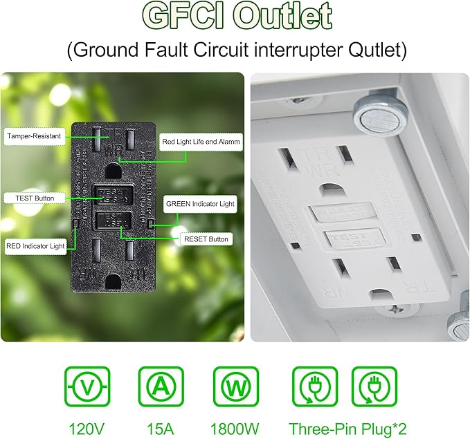 Porch Light with Outlet and Remote Control - Plug in Outdoor Wall Lights with GFCI Exterior Lighting Fixtures Adjustable 3 Sensitivity Levels and 1-10min Delay for Porch, Patio, Entryway(White）