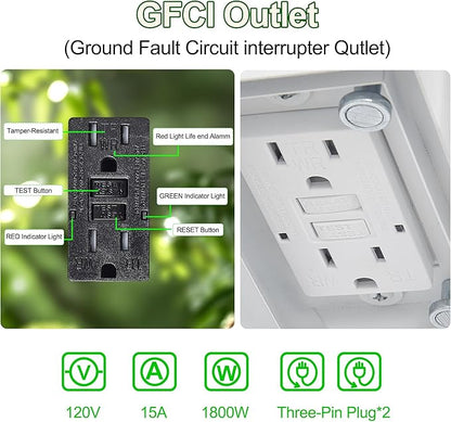 Porch Light with Outlet and Remote Control - Plug in Outdoor Wall Lights with GFCI Exterior Lighting Fixtures Adjustable 3 Sensitivity Levels and 1-10min Delay for Porch, Patio, Entryway(White）