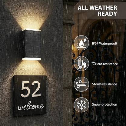 Solar Wall Light Outdoor,3000/4000/6000K 3 Modes Dusk to Dawn Lighting Wall Sconce IP67 Waterproof Up and Down Solar Lights Outdoor for House, Garage, Porch,Doorway (4 Pack)