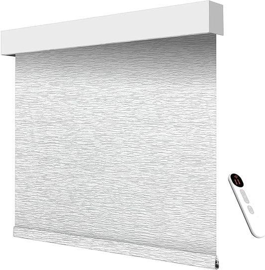 Motorized Blackout Roller Shades with Remote – Smart Blinds for Bedroom, Alexa Google Home Siri, Matter Compatible, Custom Electric Window Shades, Cordless Rechargeable