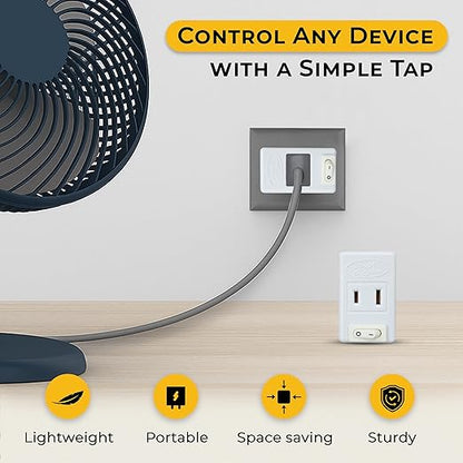 Touch & Glow - 2 Prong Outlet Switch - Single Port Outlet Extender with On/Off Switch - Power Plug for Kitchen Appliances, Lamp, Holiday Lights, Table Fans - Compact Power Adapter (White)