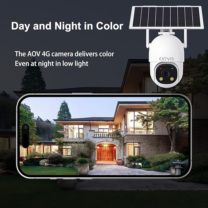 4G Cellular Solar Security Camera Wireless Outdoor,Solar Camera with SIM Card,Solar Powered Camera, 2K Color Night Vision, PTZ 355°/90, AI Motion Detection,AOV 24/7 Recording,IP66,No WiFi