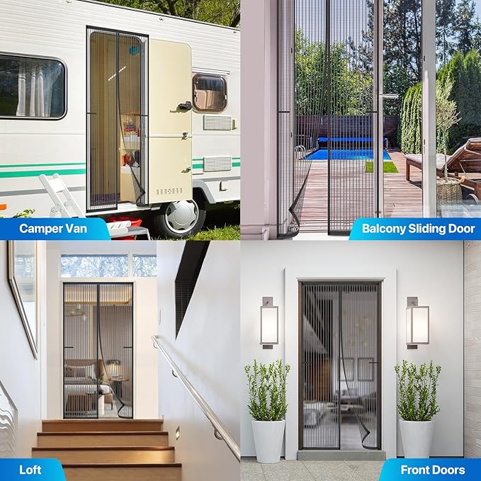Heavy Duty Door Screen Magnetic Closure, LOVIGA Thickened Fiberglass Screen Door Mesh, Self Sealing, Tear Resistant, Easy Assemble, Fine Mesh Keep Bugs Out Fit Door Size 38 Inch X 82 Inch