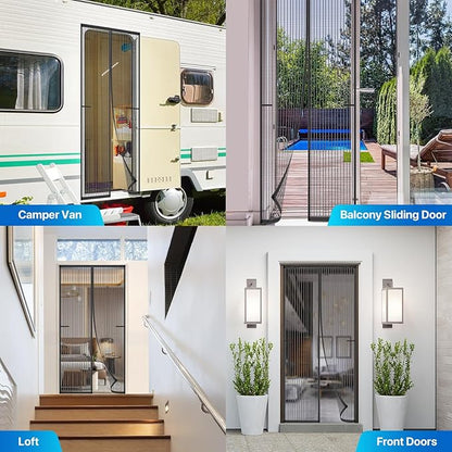 Heavy Duty Door Screen Magnetic Closure, LOVIGA Thickened Fiberglass Screen Door Mesh, Self Sealing, Tear Resistant, Easy Assemble, Fine Mesh Keep Bugs Out Fit Door Size 36 Inch X 78 Inch