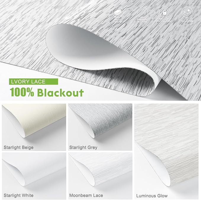 Motorized Blinds with Remote，100% Blackout Smart Blinds Motorized Roller Shades Compatible with Alexa Automatic Blinds for Windows Electric Window Blinds Customized Size Lvory Lace
