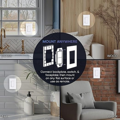 RunLessWire 4-Way Battery-Free DIY Wireless Light Switch Kit 150ft RF Range Self-Powered by Kinetic Energy for Hallways & Stairways: 3 Remote Switches Control 1 5A On/Off Receiver Ivory
