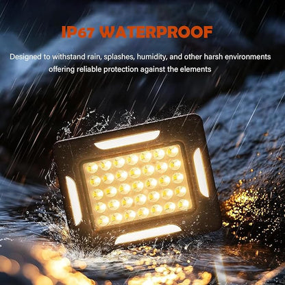 D1 Pro Solar Portable Camping Lights with Strong Magnets, Dimmable, Solar Rechargeable Camping Lantern, IP67 Waterproof, 5 Light Modes Portable Flood Light, Work Lights for Indoor Outdoor