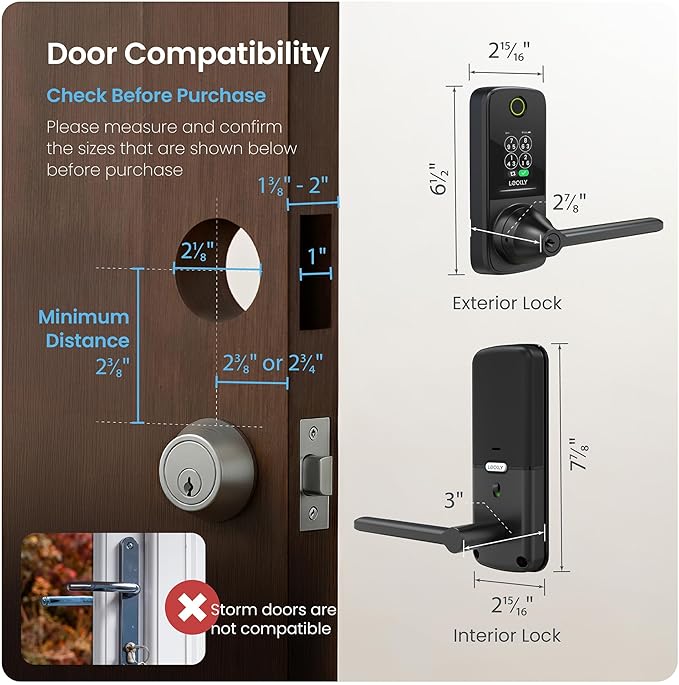 Lockly Secure Pro Smart Lock with Built-in Wi-Fi, Fingerprint Door Lock, Keyless Entry Digital Door Lock with PIN Genie Keypad (Matte Black)