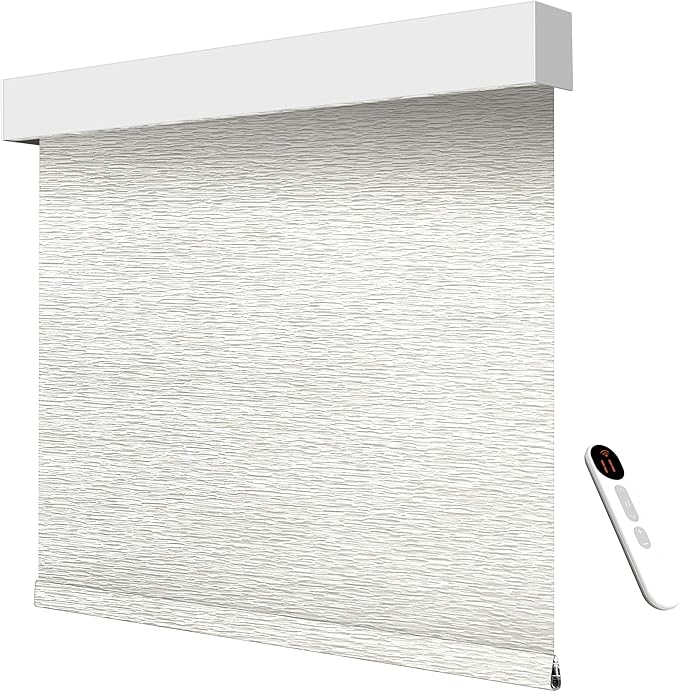 Motorized Light Filtering Roller Shades – Smart Electric Blinds for Living Room, Alexa Google Home Siri, Matter Compatible, Custom Window Shades, Cordless Rechargeable