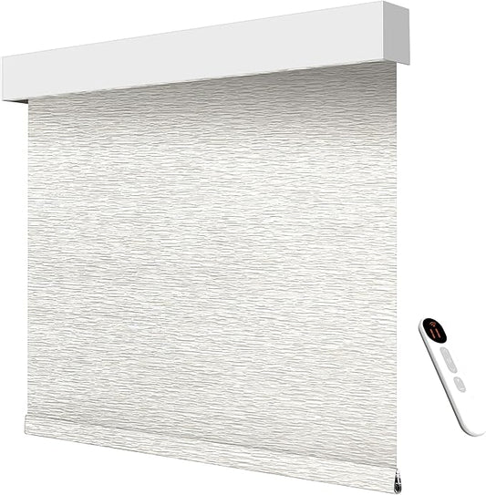 Motorized Blackout Roller Shades with Remote – Smart Blinds for Bedroom, Alexa Google Home Siri, Matter Compatible, Custom Electric Window Shades, Cordless Rechargeable