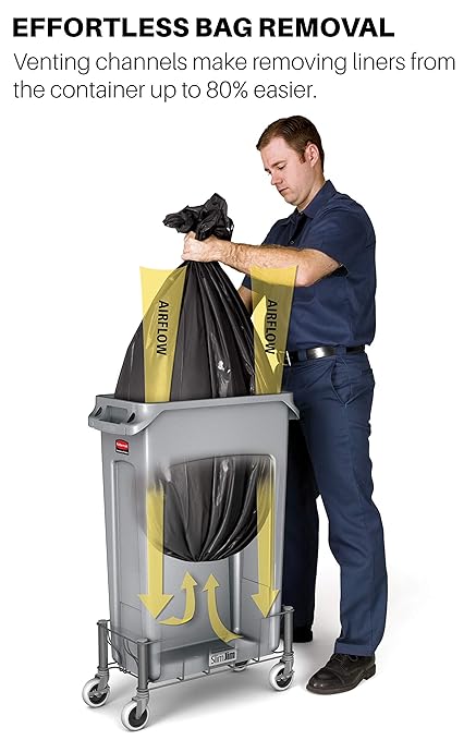 Rubbermaid Commercial Products Slim Jim Trash/Garbage Can with Venting Channels 16-Gallon Black for Kitchen/Office/Workspace Pack of 4