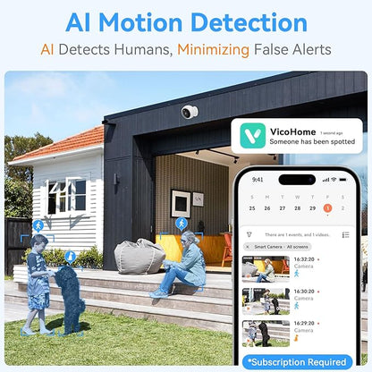 Thybro Magnetic Security Camera Wireless - 4Pack AI Motion Detection, 2K HD Video, Battery Powered, Ease of Setup, 2-Way Audio,IR Color Night Vision, Waterproof, Outdoor & Indoor Surveillance