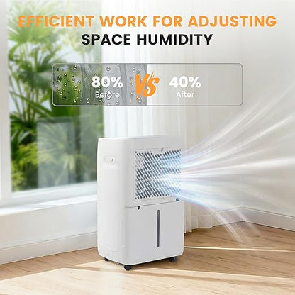 50Pints Dehumidifier with Drain Hose, 3,500 Sq.Ft Dehumidifier for Basement, 4.5L/1.19 Gallon Tank, Energy Star Cert. 41dB, Airflow Swing, Humidity Remover for Home, Bedroom & Bathroom