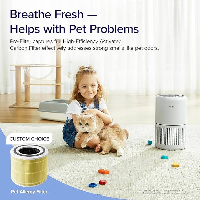 LEVOIT Core 300 Purifier with Replacement Filter - HEPA Air Cleaner Eliminates Allergens for Bedroom, Pets, Smokers In 1095 Sq.Ft Coverage. 24db Quiet Operation and Auto Mode.