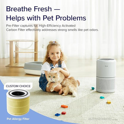 LEVOIT Core 300 Purifier with Replacement Filter - HEPA Air Cleaner Eliminates Allergens for Bedroom, Pets, Smokers In 1095 Sq.Ft Coverage. 24db Quiet Operation and Auto Mode.