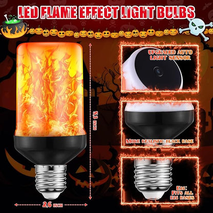 VIHOSE Upgraded Dusk to Dawn LED Flame Light Bulbs Outdoor,E26 Flickering Light Bulbs with Upside Down Effect, Fire Bulb for Christmas Halloween Patio Porch Outdoor Decor, 25, 000 Hours, 2 Pack