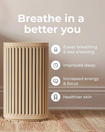 Windmill Air Purifier for Home - 3-In-1 Filtration for Dust, Smoke, & More - True HEPA Filter, Activated Carbon, & Pre-Filter - Ultra-Quiet - App Compatible - Covers Up To 975 sq ft - Sand