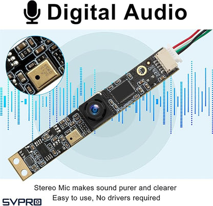 SVPRO 8MP USB Camera Module with Microphone, 102 Degree Wide Angle Laser Engraver Camera for Lightburn, Fixed Focus 4K UVC Webcam Board for Computer,Raspberry Pi