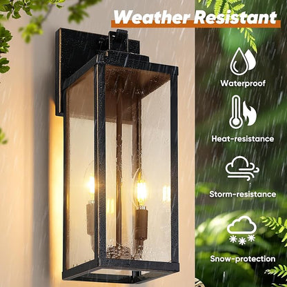 BesLowe 2-Pack 18” Large Motion Sensor Outdoor Wall Lights, Bronze