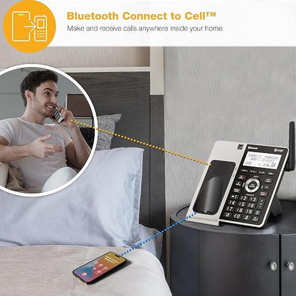AT&T BL3107-3 DECT 6.0 3-Handset Cordless Phone, Titanium Black | Bluetooth Connect to Cell, Smart Call Blocker, Digital Answering System, Extended Range, Big Buttons