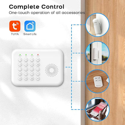 Home Security System - Alarm 5-Piece Kit Compatible with Alexa,Tuey and Smart Life (No Contract) (5 Pack Alarm System)
