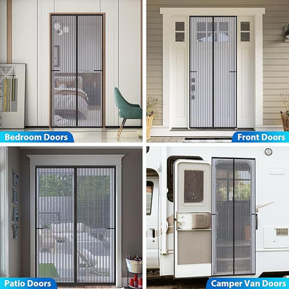 Heavy Duty Door Screen Magnetic Closure, LOVIGA Thickened Fiberglass Screen Door Mesh, Self Sealing, Tear Resistant, Easy Assemble, Fine Mesh Keep Bugs Out Fit Door Size 38 Inch X 95 Inch