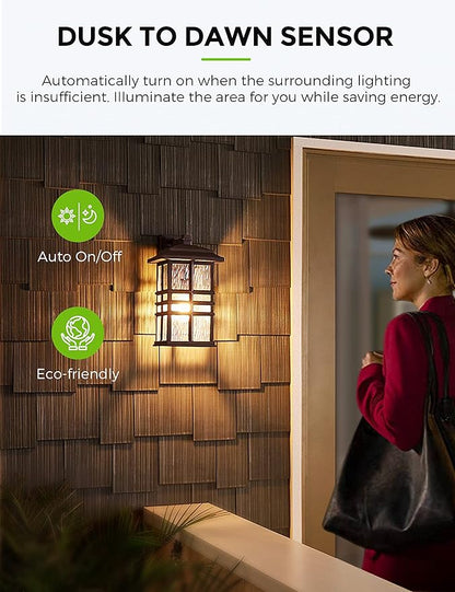 LOHAS Dusk to Dawn Sensor Light Bulbs, 40W Equivalent LED Outdoor Lighting, Warm White 2700K Automatic Photocell Light Bulb Outside, A19 6W Bright Porch Light Bulbs, 500LM E26 for Garage Patio,4 Pack