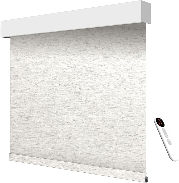 Motorized Blackout Roller Shades with Remote – Smart Blinds for Bedroom, Alexa Google Home Siri, Matter Compatible, Custom Electric Window Shades, Cordless Rechargeable