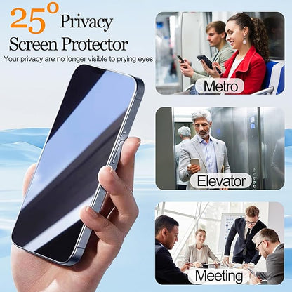2 Pack Privacy Screen Protector for iPhone 16 Plus Mirrored Tempered Glass Film for iPhone 16Plus 6.7inch Anti Spy Mirror Effect with Easy Installation Alignment Frame (Silver)