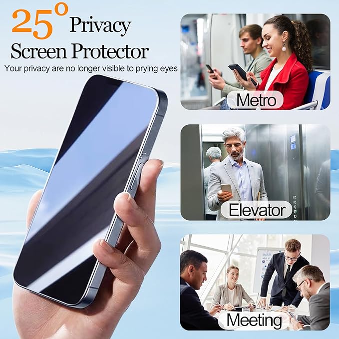 2 Pack Mirror Screen Protector iPhone 16 Pro Max Privacy Tempered Glass for 16 promax Mirrored Effect Anti-Spy Private Easy Installation Frame Full Coverage Anti-Scratch (6.9 inch Silver)