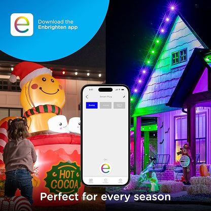 Enbrighten Vibe Outdoor Dual‑Outlet Wi‑Fi Matter Smart Plug, 2.4GHz, No Hub Required, Compatible with Alexa, Google Assistant and Apple HomeKit, Dual Grounded Plug‑in Outlets, 81912-TS1