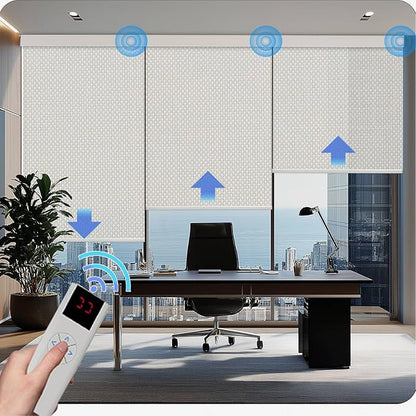 Motorized Blinds with Remote Cordless Automatic Motorized Shades Custom Blinds for Windows Smart Curtains Compatible with Alexa Google Home(Solar Beige,W29 x H72in)