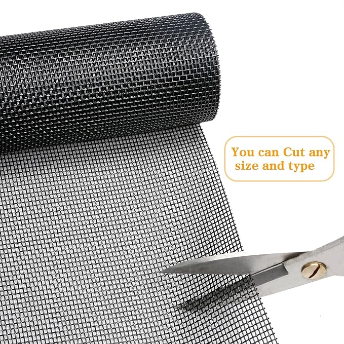 Tooltriz Pet Proof Window Screen Replacement, 60“ x 100” Upgraded Thicken Charcoal Fiberglass Mesh for Sliding Pet Screen Door Repair Kit - Screen Door Protector for Dogs Patio Screen mesh